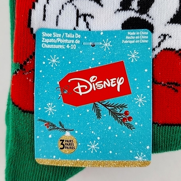 ⭐️3/ $30⭐️ Disney Women's 3 Pairs Minnie Mouse Christmas Socks Shoes SZ 4-10 - Picture 3 of 7